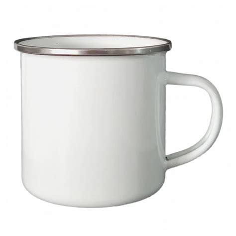 Caneca Esmaltada Enamel Borda Prata Ml