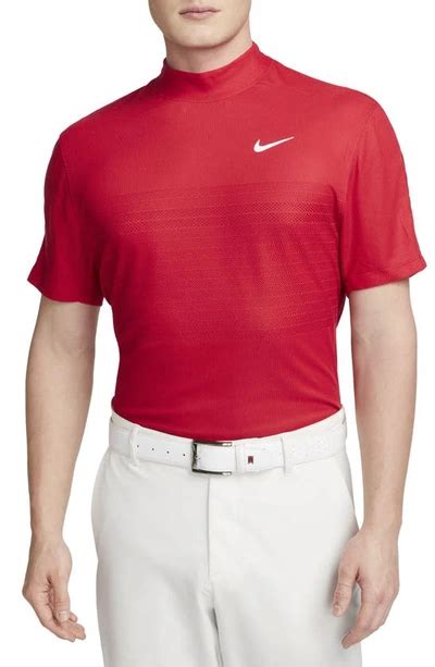 Nike Mens Dri Fit Adv Tiger Woods Mock Neck Golf Polo In Red Modesens