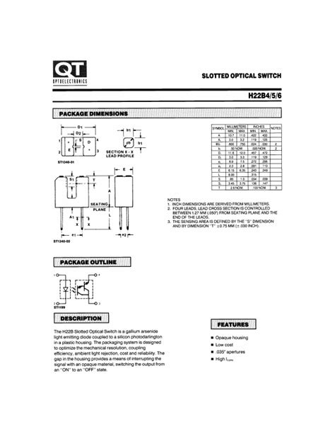 H B Datasheet Pdf Qt Optoelectronics