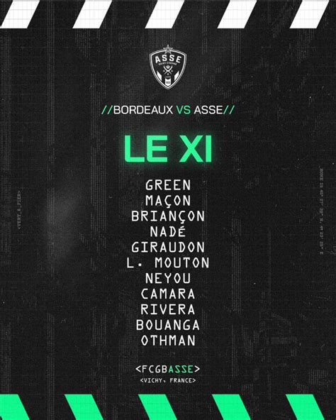 Sainté Night Club on Twitter LE XI DE L ASSE POUR LA 2NDE MI TEMPS