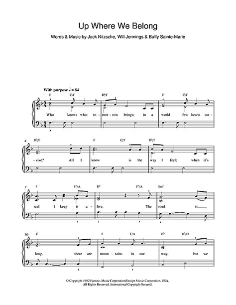 Up Where We Belong From An Officer And A Gentleman Sheet Music By Joe Cocker And Jennifer