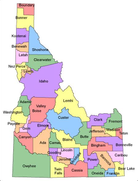 Idaho County Map Area County Map Regional City