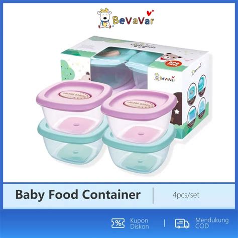 Jual BEVAVAR 4Pcs Baby Food Container Mpasi Tempat Makan Bayi Peralatan