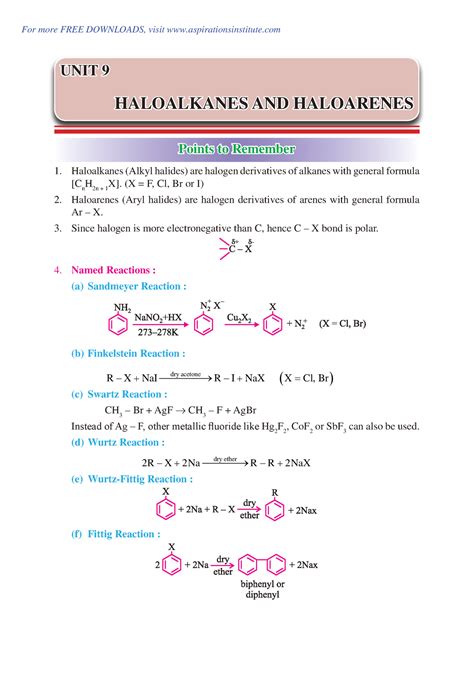 Cbse Class Chem Notes Question Bank Haloalkanes And Haloarenes Pdf