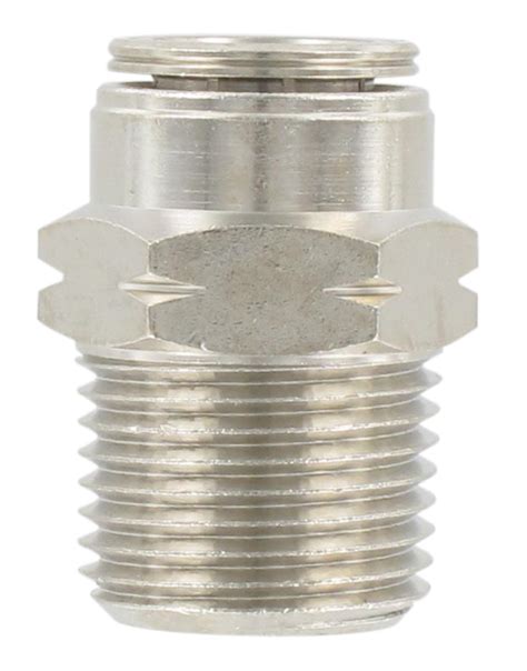 Straight Male Npt Tapered Misting Push In Fitting In Nickel Plated