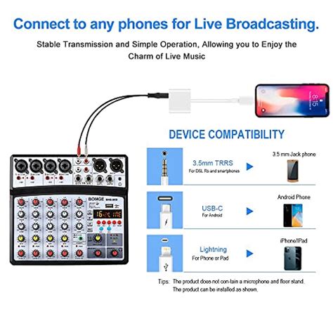 BOMGE 6 Channel Audio Sound Mixer Professional Digital DJ Mixing