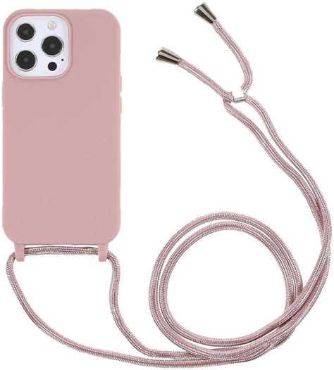 Apple Iphone 13 Pro Max Hoesje Back Cover Flexibel Tpu Met Koord Roze Gsmpunt Nl