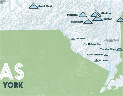 New York Ski Resorts Map X Print Etsy