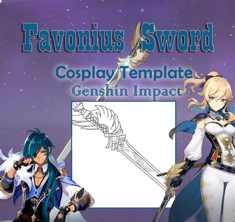 Favonius Sword Genshin Impact Cosplay Template Etsy