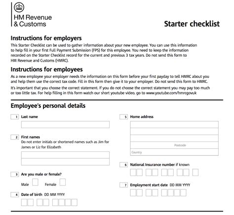 New Starter Checklist 2024 Form Pdf Tiffi Gertrude