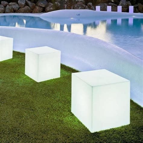 CUBY Lampe d extérieur cube lumineux H43cm Blanc New Garden 89 90