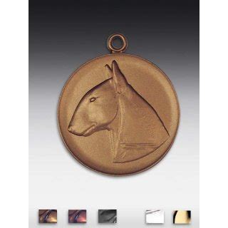 Medaille Bullterrier mit Öse 50mm bronzefarben siber oder g