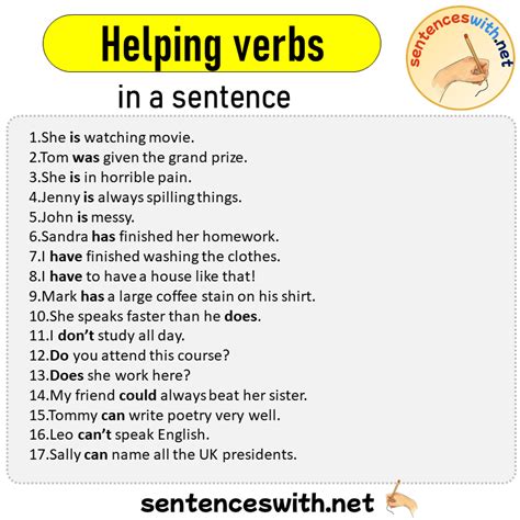 Sentences Using Helping Verbs Printable Templates Free