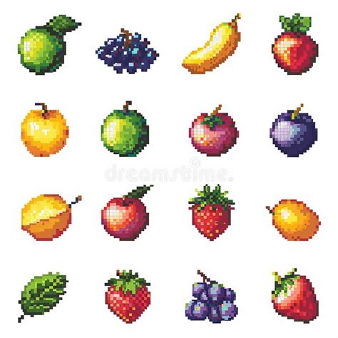 Pixel Art Fruit Collection Stock Photos Free And Royalty Free Stock