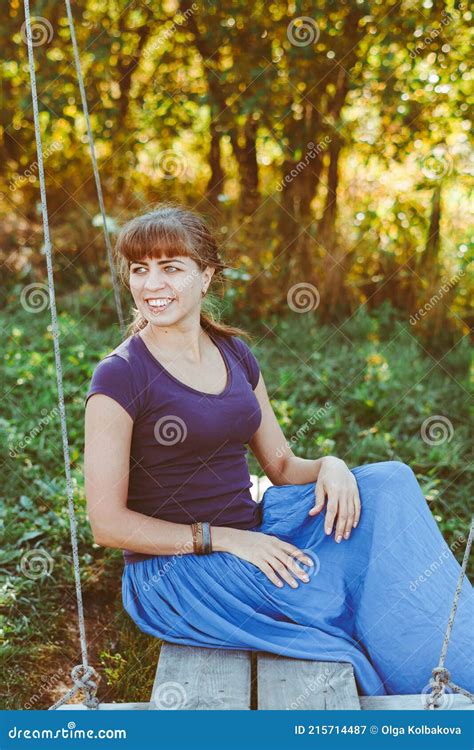 Beautiful Girl Sitting On A Swing Stock Image Image Of Fashion Enjoy