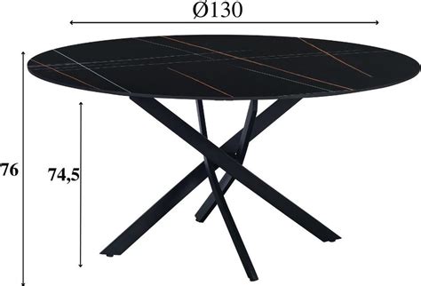 Ronde Eettafel Vivian Cm Marmerlook Zwart Spinpoot Bol