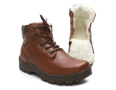 BOTA MASCULINA FORRADA LÃ E IMPERMEÁVEL PARA NEVE HAMBURGO MARROM