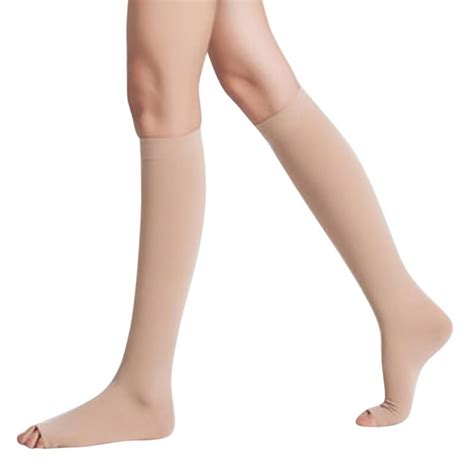 1 Pair Open Toe Elastic Compressed Stocking Knee High 20 30 Mmhg