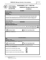 Bsbdiv Manage Diversity In The Workplace Assessment Pdf