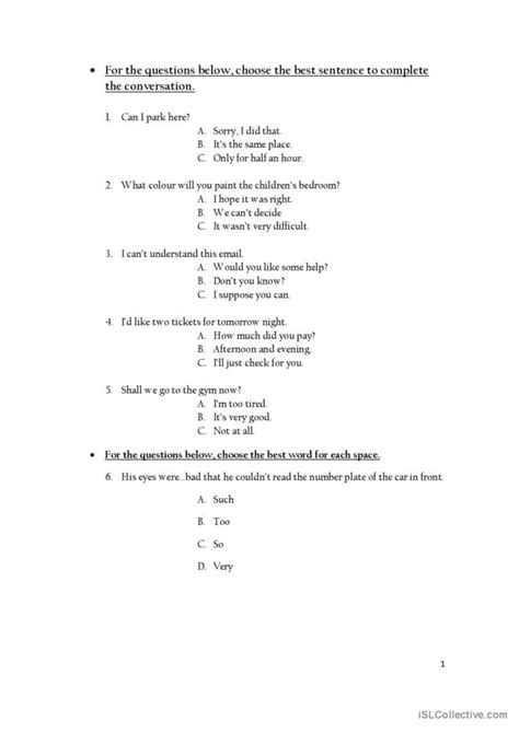 Official Cambridge Placement Test English Esl Worksheets Pdf And Doc