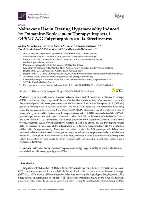 Pdf Naltrexone Use In Treating Hypersexuality Induced By Dopamine