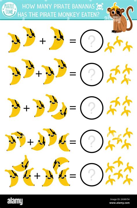 How many pirate bananas game. Tropical fruit math addition activity for ...