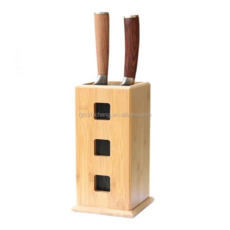 Kitchen Slotless Bamboo Bristle Knife Block Steady Kitchen Knives