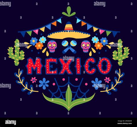 Mexico Decorative Banner Mexican Holidays Cultural Ornaments Abstract