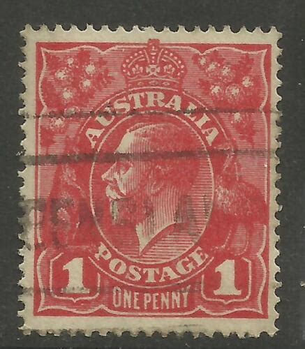 Australia Kgv King George V One Penny Red D Single Watermark Used No