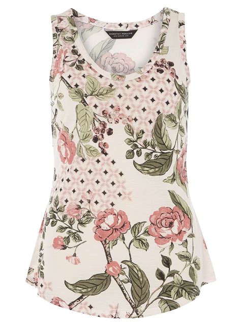 Blush Floral Tile Vest Top Pink Floral Shirt Vest Tops Women Floral