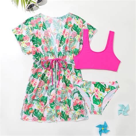 Xdzjlr Girl Swimsuit Baby Piece Green Leaves Prints Bikini Briefs