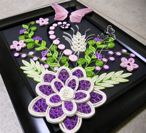 Ayani Art Purple Pink And Green Quilling