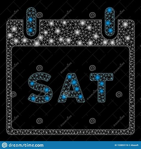 Flare Mesh Network Saturday Calendar Page With Flare Spots Stock Vector