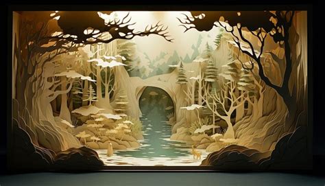 Diorama De Arte En Papel En Capas Foto Premium