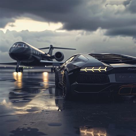 10,000+ Black Bugatti Chiron With Jet Pictures