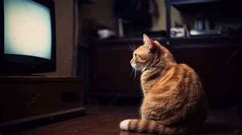 Fondo Un Gato Naranja Mirando Un Televisor Y Escuch Ndolo Fondo Gato