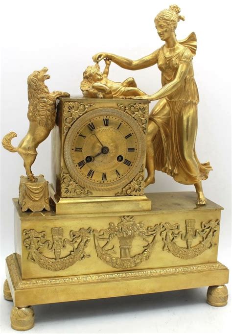 Horloge Pendule d époque Empire En bronze doré Dorure au mercure