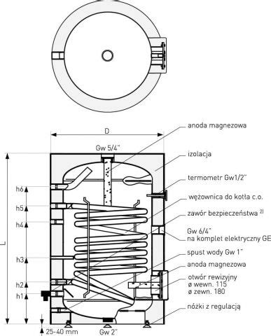 Wymiennik c w u z wężownicą spiralną stojący Galmet Tower SGW S 500