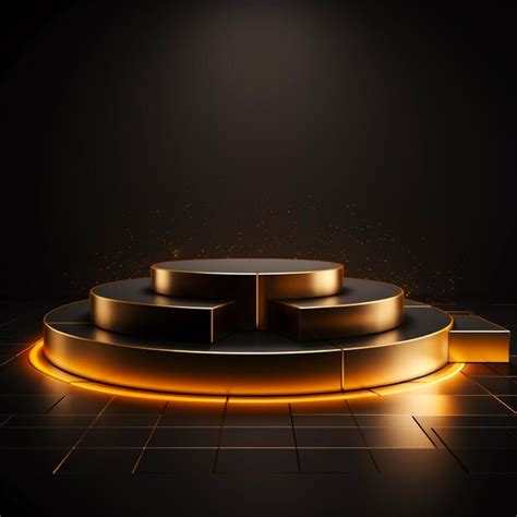 Premium Photo Gold Podium On Dark Background