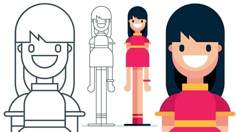 How To Draw A SIMPLE CARTOON GIRL Adobe Illustrator Easy Step By Step