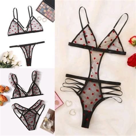 Conjunto De Lingerie Sexy Tule Preto Transparente Cora Es