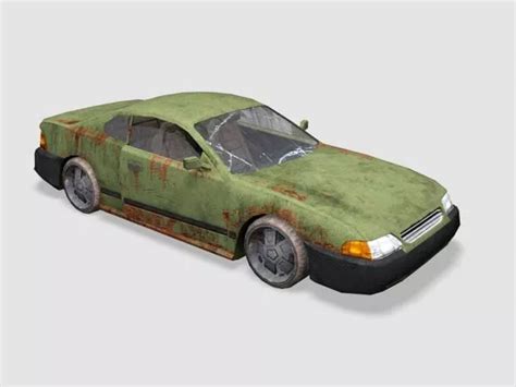 Rusty Abandoned Sedan Car Free 3d Model Fbx Open3dmodel