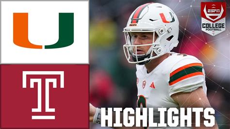 Miami Hurricanes Vs Temple Owls Full Game Highlights Youtube