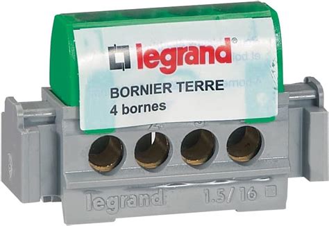 Legrand Bornier de terre 4 bornes pour câble 1 5 à 16 mm² vert