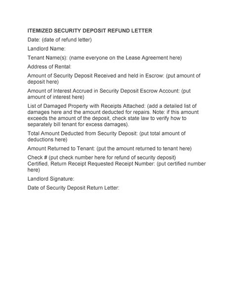 50 Effective Security Deposit Return Letters Ms Word Templatelab