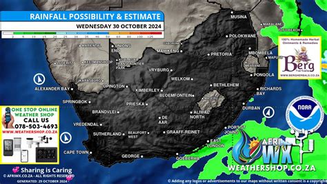 South Africa Rainfall Weather Maps - Rainfall Probability Forecast Charts