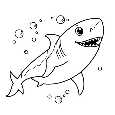 Livre De Coloriage De Requin Mignon Pour Les Enfants Vecteur Premium