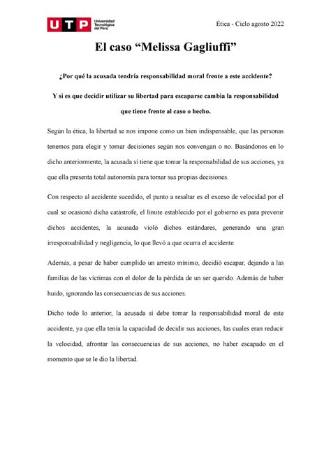 S El Caso Melissa Gagliuffi Tica Ciclo Agosto El Caso