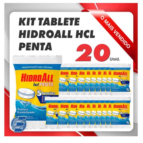 Pastilha De Cloro Hcl Penta 5 Em 1 Hidroall KIT 20UNID