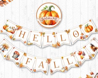 Printable Hello Fall Banner Fall Decor Bulletin Board - Etsy